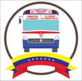 Vintage Iconic bus from Caracas Venezuela with seven stars Venezuela flag