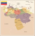 Venezuela - vintage map and flag - Detailed Vector Illustration