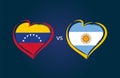 Venezuela vs Argentina, national team soccer flags on blue background