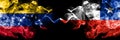 Venezuela vs Chile, Chilean smoky mystic flags placed side by side. Thick colored silky smoke flags of Venezuela and Chile,