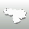 Venezuela - white 3D silhouette map of country area with dropped shadow on grey background. Simple flat vector