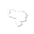 Venezuela - white 3D silhouette map of country area with dropped shadow on white background. Simple flat vector