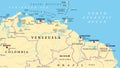 Venezuela and The Guianas, political map Royalty Free Stock Photo