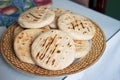 Venezuelan Arepas served on a table