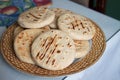 Venezuelan Arepas served on a table