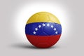 Venezuelan flag on ball, 3d rendering. Soccer ball in 3d illustration.