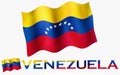 Venezuelan flag illustration with Venezuela text and white space