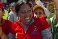 Venezuelan woman celebrating a political march