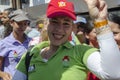 Venezuelan woman celebrating a political march