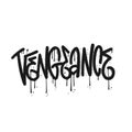 Vengeance - urban graffiti word sprayed in black over white. Royalty Free Stock Photo