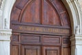 Venice, Academy of Fine Arts wooden portal with golden letters in Italy Royalty Free Stock Photo