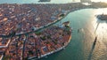 Venice, aerial view of Basilica, Grand Canal, St. Mark's Square, sunset, Italy Royalty Free Stock Photo