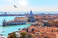 Venice aerial view on Basilica Santa Maria della Salute from Piazza San Marco Royalty Free Stock Photo