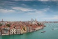 Venice aerial view from Giudecca channel in a cloudy day