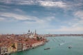 Venice aerial view from Giudecca channel in a rainy day