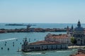 Venice - Aerial view from St Mark bell tower Campanile of the old town of Venice Royalty Free Stock Photo