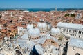 Venice - Aerial view from St Mark bell tower Campanile of the old town of Venice Royalty Free Stock Photo