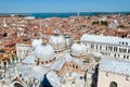 Venice - Aerial view from St Mark bell tower Campanile of the old town of Venice Royalty Free Stock Photo