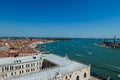 Venice - Aerial view from St Mark bell tower Campanile of the old town of Venice Royalty Free Stock Photo