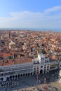 VENICE - APRIL 9, 2017: The view from above on Venice and San Ma Royalty Free Stock Photo