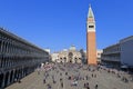 VENICE - APRIL 9, 2017: The view on San Marco Square with tourists near the Basilica San Marco, on April 9, 2017 in Venice, Italy Royalty Free Stock Photo