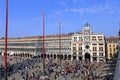 VENICE - APRIL 9, 2017: The view on San Marco Square with tourists near the Zodiac Clock Tower, on April 9, 2017 in Venice, Italy Royalty Free Stock Photo