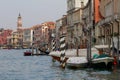 Venice architecture and gondolas boats at the pier