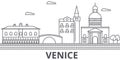 Venice architecture line skyline illustration. Linear vector cityscape with famous landmarks, city sights, design icons Royalty Free Stock Photo