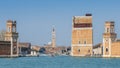 Venice, Arsenale historic shipyard, Gate and Canal View. Royalty Free Stock Photo