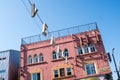 Venice Beach lettering sign against blue sky. Artistic angle Royalty Free Stock Photo