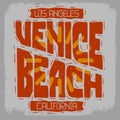 Venice Beach Los Angeles California Vintage Influenced Retro View Design Hand Drawn Lettering Type Typographic Treatmen Royalty Free Stock Photo