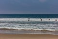 Venice beach, Surfers going to surf, ocean sea waves Royalty Free Stock Photo