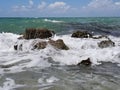 Waves Crashing in the Lime Rock Royalty Free Stock Photo