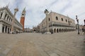 Venice bell tower in Piazza San Marco during the lockdown caused Royalty Free Stock Photo