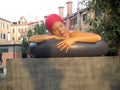 Venice Biennale 2017 Magnificent female sculpture - beautiful woman with swimsuit sleeping Giardini Italy