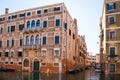 Venice building view. Palace on Venetian canal