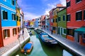 Venice, Burano island canal Royalty Free Stock Photo