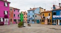 Burano: the small yard with bright walls of houses