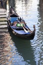 Venice canal, bridge, and gondola. Italy. Royalty Free Stock Photo