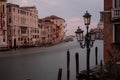 Venice canal with gondolas at night. Italy. Royalty Free Stock Photo