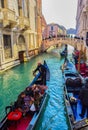 Venice canal Rio del Palazzo beautiful buildings bridges and gondolas Italy Royalty Free Stock Photo