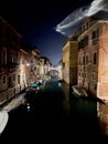 Venice. Canal view at night with reflection in the sky. Italy Royalty Free Stock Photo