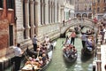 Venice canals with gondolas