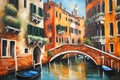 Watercolor Painting Venice, Italy. Royalty Free Stock Photo