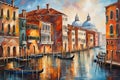 Watercolor Painting Venice, Italy. Royalty Free Stock Photo