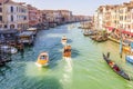 Morning traffic on the Grand Canal in Venice in Veneto, Italy Royalty Free Stock Photo
