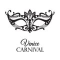 Venice carnival. Black lace mask. Vector design.