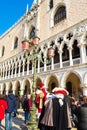 Venice carnival disguised people Doge Palace Italy Royalty Free Stock Photo