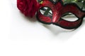 Venice carnival mask and red rose Royalty Free Stock Photo