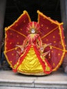 Venice Carnival: mask in red and yellow Royalty Free Stock Photo